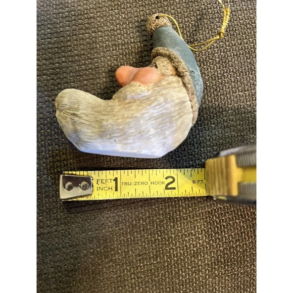 HTF Vintage Gail Laura SANTA Claus Face Ornament Green Hat Moon Shape - Picture 4 of 4